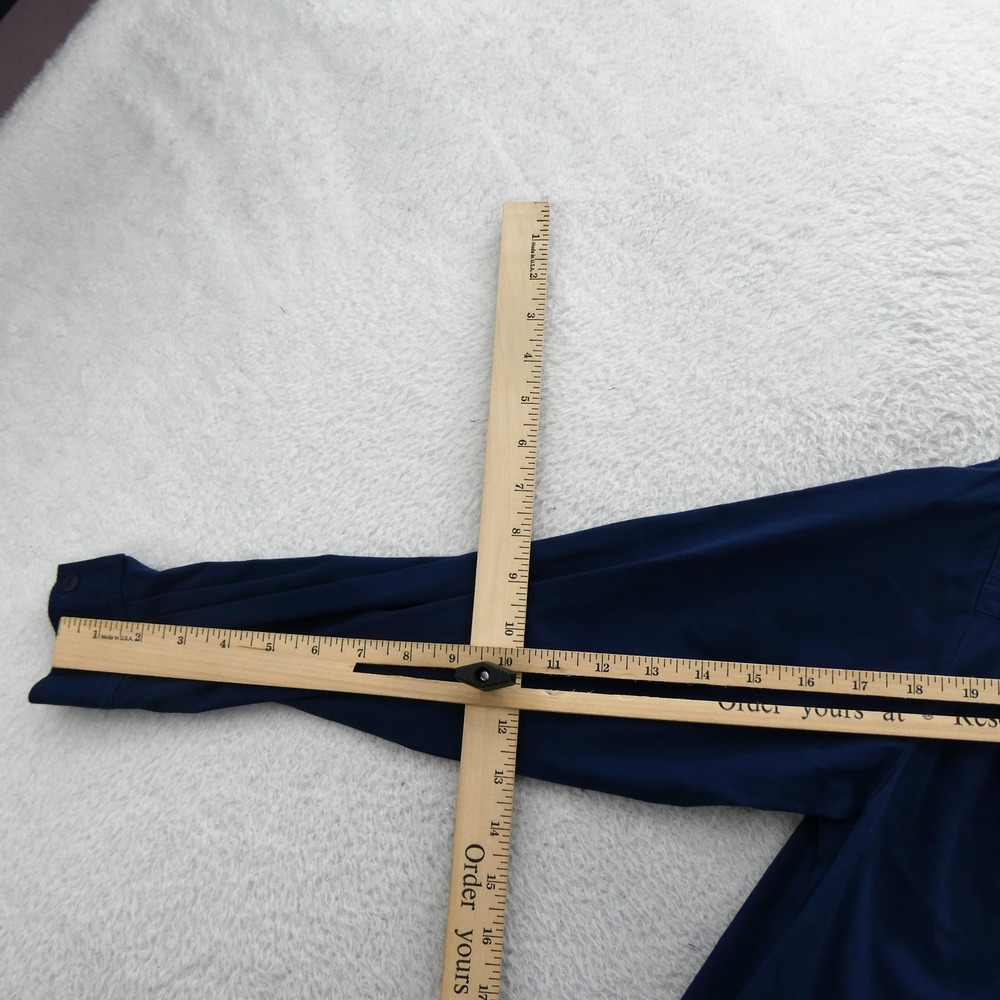Liz Claiborne Dress Womens Size 2 Petite Vintage 1991 Navy Blue Cotton Button Up - Picture 9 of 11